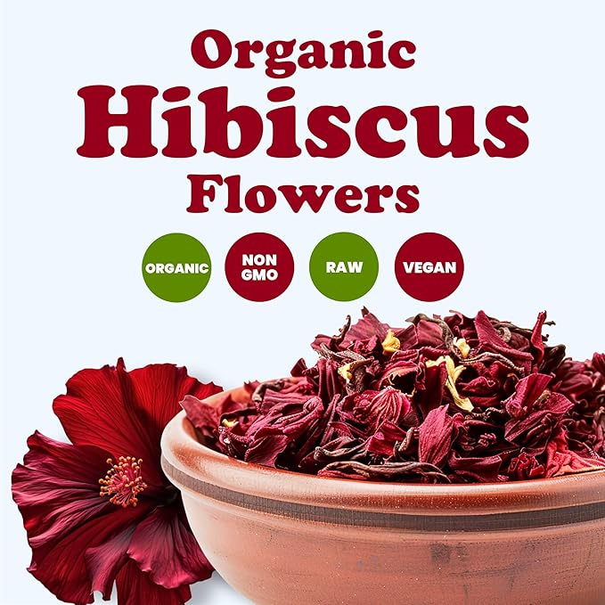 Food to Live Organic Hibiscus Flowers, 8 Ounces – Whole Petals. Great for Herbal Tea. Non-GMO. Caffeine-free. Good Source of Vitamin C. Bulk. Kosher