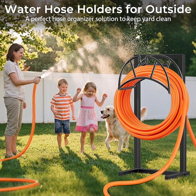 TomCare Garden Hose Holder Heavy Duty Water Hose Holder Holds 160 FT Hoses Freestanding Hose Reel Outdoor Hoses Storage Hanger for Outside Yard