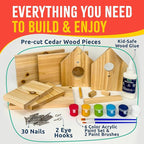 SparkJump Jr Bird House Kit, DIY Cedar Wood Birdhouse for Outdoors with Paint, Fun for Kids & Adults, Bird House Making Kit for All Ages (1-Pack)