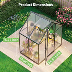 6x4FT Small Greenhouse with Hygrometer, Plant Gardening Green Houses for Outside Heavy Duty with Aluminum Frame, Quick Setup Polycarbonate Greenhouse with Lockable Door & Vented Roof Window
