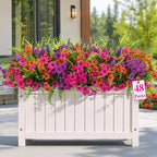 Alupssuc 48 Bundles Artificial Flowers for Outdoors Spring Summer Decoration, UV Resistant Eucalyptus Violet and Lavender Silk Fake Plants for Outside Indoor Yard Home Patio Decor, Orange Rose Purple