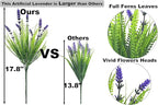 17.8" Tall Artificial Faux Plants Flowers for Outdoor Decorations, UV Resistant Fake Lavender Flowers Realistic Fake Plants Monkey Grass for Porch Garden Patio Window Box Courtyard