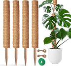 Moss Pole, 4 Pack 17Inch Monstera Plant Support for Climbing Plants Accessories Indoor -Stackable Moss Poles Plant Support Stakes -Coir Plant Pole Sticks for Potted Plants -Pothos, Tall Plant Trellis