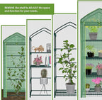 4 Tier Mini Greenhouse - Portable Indoor Outdoor Green House with 24lbs Per Shelf, Durable PE Cover & Tool-Free Assembly for Garden Balcony Patio Backyard