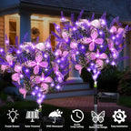 Solar Garden Lights Outdoor, 4 Pack Purple Lavender Solar Butterfly Lights Gardening Gifts for Women,Artificial Flowers Light Purple Halloween Garden Decor for Patio Yard Lawn Christmas