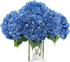 Coferset Deep Blue Hydrangea Artificial Flowers 3pcs Lifelike Faux Hydrangea Real Touch Fake Flowers for Home Wedding Christmas Office Party Living Room Decoration,22inch