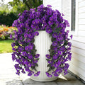 Artificial Flowers for Outdoors Fake Purple Morning Glory Hanging Flower Decoration, 2Pcs Realistic Faux Plants Petunias Long Trailing Vines,Spring Decor for Porch Patio Balcony Planter Yard