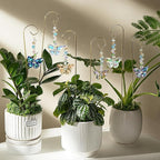 H&D HYALINE & DORA 6 Pack Colorful Butterfly Crystal Suncatcher Plant Stake Plant Stake with Golden Small Trellis Indoor Outdoor Garden Sun Catchers Decor