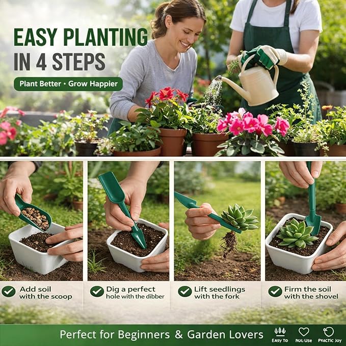 Drawpro 12-Hole Digger Seed Spreader,7 Piece Sowing Seeds Dispenser Set,Mini Seed Dispenser for Small Seeds, Handheld Seed Planter Tool Seed Dibber Multifunctional Spacer Gardening Tools (Green)