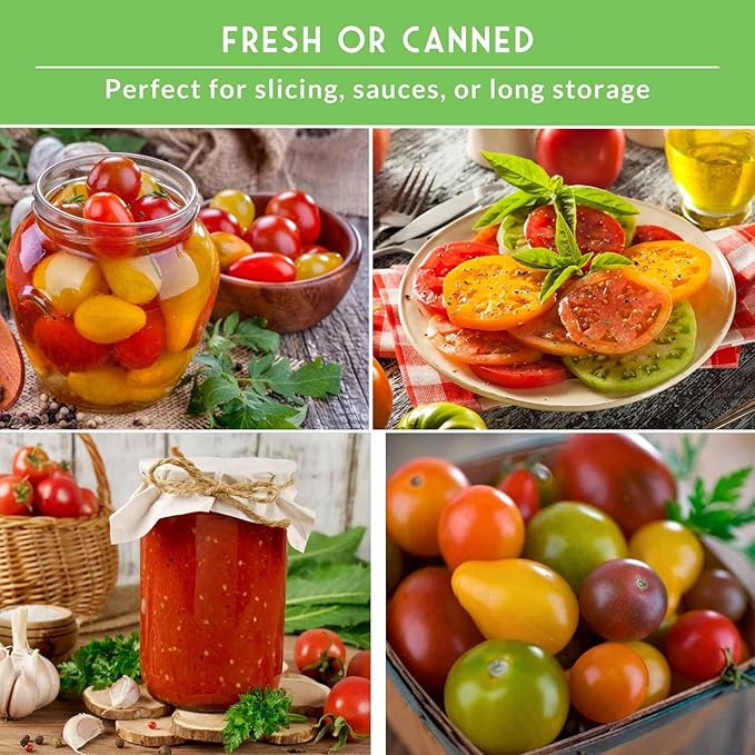 Tomato Seeds 10 Variety Pack for Planting - Black Krim, Roma, Cherry, Aunt Ruby's Green, Hillbilly, Mortgage Lifter, Brandywine, & More - Non-GMO Heirloom Tomatoes - Survival Garden Seeds