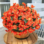 Artificial Flowers for Outdoors Spring Summer Porch Decor, 4 Bundles Fake Bougainvillea Realistic Silk Flowers for Outside UV Resistant Faux Outdoor Plants for Planters Patio Yard Balcony Home, Orange