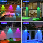 LIANGLOME Solar Fence Lights Outdoor, 2PK RGB Solar Lights for Outside Backyard, Patio, Deck Fence, Stair Handrail, Pool and Wall
