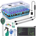 60 Cell Self-Watering Seed Starter Tray with Grow Light and Heat Mat,Seed Starter Kit,Humidity Domes,Auto Timer,Flexible Brightness Seedling Starter Trays for Seed Starting & Seeds Growing