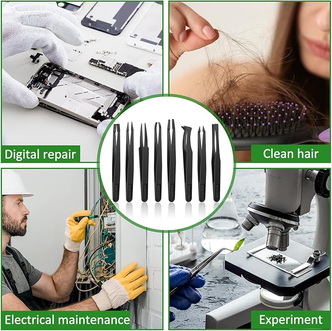 8 Pieces Carnivorous Plant Fly Trap Feeding Tweezers Food Tongs 8 Styles Black Tongs Carbon Fiber Food Tweezers for Pitcher Plants Butterwort Mealworm Feeding, 4.7 Inch Long