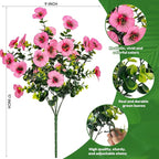 17 Inch Artificial Faux Pansy Flowers for Outdoor,Fake Pansies Flowers with Eucalyptus Leaves Fake Plants Greenery Boxwood Porch Patio Decor 6 Bundles(Pink,Dark Rose,Rose Red)