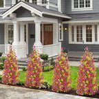 2 Pcs 3.6FT Topiary Trees Artificial Outdoor, Faux Flowers Cedar Tree UV Resistant Shrubs for Indoor Planters Outdoor Porch Halloween Decoration (Color Mixing)