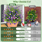 2 Pack Artificial Boxwood Topiary Ball Tree with Spikes,Outdoor UV Resistant Fake Bushes Plants Flowers,Faux Shrubs Greenery for Planters Yard Porch Pathway Office Spring Decor - Purple