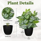 Villa Como 14.5" Artificial Plants Indoor Home Decor, Fake Potted Silk Plants for Shelves Living Room Decorative, Small Artificial Office Desk Plant in Pots, Faux Potted Greenery Tropical House Plant