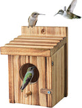 Humming Bird Houses for Outdoor Hanging Small Bird Nesting Box - Wood Nest for Wren, Chickadee, Robin, Hummingbird, Parakeet - Perch House for Outdoors Birdhouse Birds - Made of Pine Wood