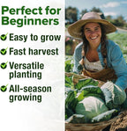 HOME GROWN Cabbage Seeds 7 Variety Mix 2000+ Heirloom Non-GMO, High Germination, Bok Choy, Red & Green Acre, Savoy, Napa Michihili, Copenhagen Market, Jersey Wakefield, Cold Hardy