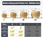 Plant Pots, Modern 3D Printed Honeycomb Planters for Indoor Plants, 4.7/6 Inch Wood Decorative Flower Pot for Office Desktop, Bookshelf & Home Decor, Lightweight & Durable