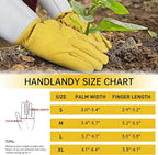 HANDLANDY Rose Pruning Gardening Gloves for Men Women, Thorn Proof Forearm Protection Leather Garden Gloves, Gardening Gifts for Gardeners (Golden Yellow, Large)
