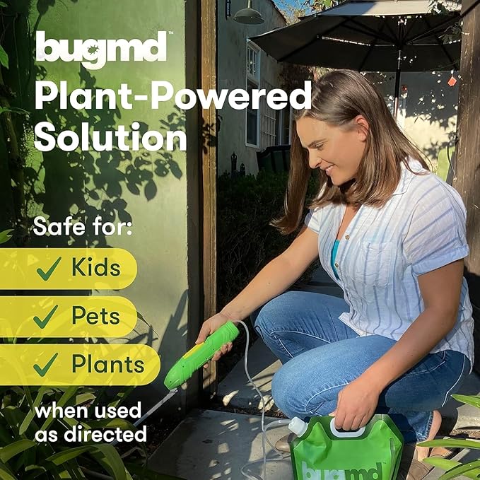 BugMD Pest Blaster Kit - Rechargeable Power Sprayer (Batteries Included), 4-Pack Pest Control Essential Oil Concentrates for Indoor & Outdoor Use - Plant-Powered Ant, Roach, Spider & Insect Killer