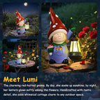 RICHIE Gnome Statue Garden Ornaments Art Outdoor Decoration with Solar Powered LED Lights Decor for Patio,Balcony,Yard, Mum Birthday Gifts, Garden Gifts for Women, Chrismtas Gifts for Mom Grandma