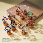Runyangshi 12pcs Crystal Tree Set Tree of Life Natural Crystal Stones with Bonsai Base Gemstone Trees Fengshui Good Luck Positive Energy Home Decor