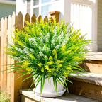 Artificial Plants Outdoor, 20 Pcs Fake Flowers UV Resistant Outdoor Fake Plants, Lavender Artificial Flowers Plastic Fake Faux Flowers Shrubs for Home Porch Garden Yard Window Box (Yellow White)