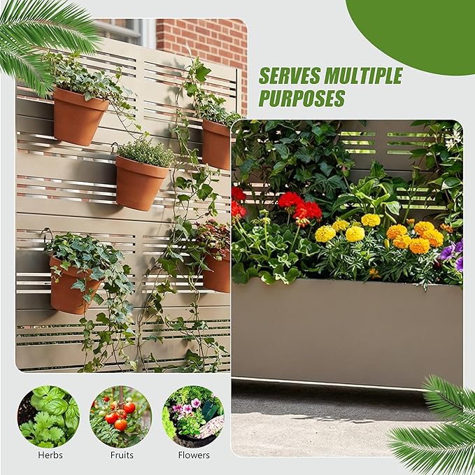 Casaphoria Metal Raised Garden Bed with Trellis and Wheels, 72"x47"x16" Arched Planter Box for Climbing Plants, Vegetables & Vines, Features Drainage Holes and Privacy Screen, Grey-Harold