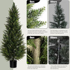 Outdoor Artificial Cedar Topiary Tree, Faux Evergreen Shrubs for Front Porch Decor, Lifelike Fake Bushes Plants for Home Living Room Front Door Decor (1, 5ft)