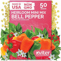 KVITER 50 Mix Sweet Mini Peppers Seeds (Capsicum annuum) – Mini Sweet Peppers Seed Packets Bell Pepper For Vegetable Garden – Non GMO Heirloom Dwarf Vegetable Seeds for Containers and Home Garden Beds