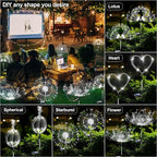 Anordsem Solar Garden Lights Outdoor: Flexible Copper Wire 120 LED Firework White 2 Pack - Waterproof DIY Decorations for Yard Pathway Patio - Gardening Gifts for Women Gardeners Homeowners