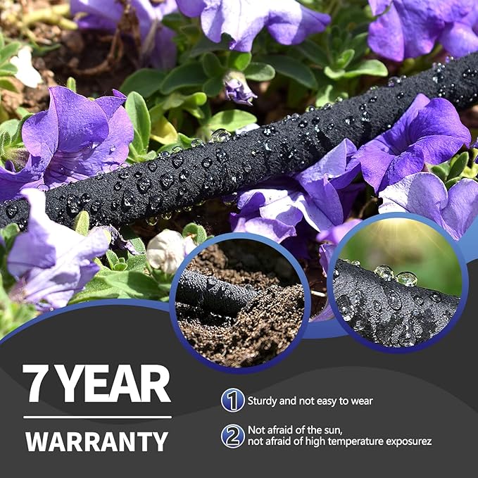Soaker Hose 100 FT for Garden Beds, 1/2’’ Rubber Garden Soaker Hoses 100 FT with Connectors, Drip Irrigation Watering Hose for Vegetable, Tree, Lawn Yar (100 FEET)