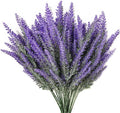 PASYOU 6 Pcs Artificial Lavender Flowers, Plastic Plants Fake Simulation Flower Wedding Indoor Outdoor Bridal Bouquet Home Garden Balcony Patio Planter Filler DIY Arrangement Decoration - Purple