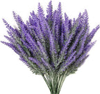 PASYOU 6 Pcs Artificial Lavender Flowers, Plastic Plants Fake Simulation Flower Wedding Indoor Outdoor Bridal Bouquet Home Garden Balcony Patio Planter Filler DIY Arrangement Decoration - Purple