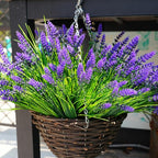 20 Bundles Artificial Plants Outdoor, UV Resistant Fake Flowers， Realistic Faux Lavender Shrubs for Porch Garden Window Box Home Decoration (Purple)