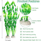MyLifeUNIT Artificial Seaweed Water Plants for Aquarium, Plastic Fish Tank Plant Decorations 10 PCS (12 Inches Tall, Green)