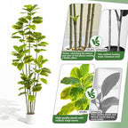 Ficus Tree Artificial Plants Indoor, 7FT Tall Fake Trees in White Pot, Large Potted Silk Floor Plant Artificial Trees, Green Lifelike Faux Ficus Tree for Home Room Office Porch Decor-Yellow