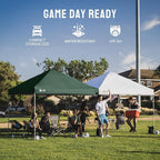 CROWN SHADES 8x8 Pop Up Canopy - Beach Tent with One Push Setup - Easy Outdoor Sun Shade for Events, Parties, Camping - Gazebo with STO-N-Go Cover Bag, Silver Coated Top, Forest Green