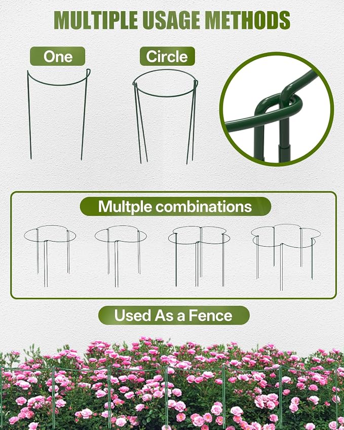 Joyhalo 12 Pack Plant Stakes, Adustable 24 Inch Plant Support Stakes, Flower Stakes with 24 Twist Ties, Garden Sticks for Plants Hibiscus, Sunflower, Red Hot Poker, Hydrangea, Tomato, Sapling Etc