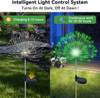 Slyuexu Solar Garden Lights Outdoor Waterproof, 2 Pack 120 LED Solar Firework Lights Decorative Garden Décor Outside for Flowerbed Pathway Party Christmas Decoration, Green