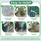 Convivium Plant Protectors from Animals, 0.8mm Free-Cut Green Chicken Wire Mesh, PVC Coated Tree Trunk Guard & Garden Fence for Outdoor Plants with Zip Ties, Stakes, Pliers, Gloves（16.7 Ft*24In）