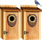 SISTERBIRD Pack of 2 Bluebird Houses for Outside, Premium Wooden Bird House, Bluebird House for Outdoor, Courtyard Decoration Bird Nest, Bluebird Finch Swallow Wren Chickadee