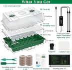 Hahood Seed Starter Kit 40-Cell Seed Starter Tray with Grow Lights Full Spectrum Seedling Heat Mat 40 Peat Pellets Seeds Starting Soil Plant Labels Garden Tools for Germination Seeds Growing, Green