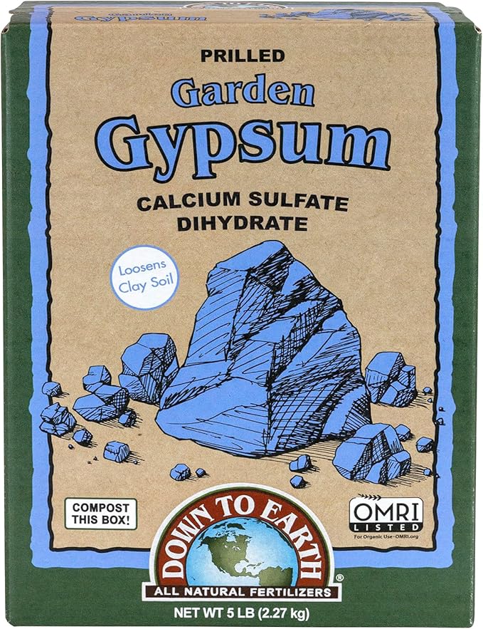 Down To Earth All Natural Fertilizers Organic Prilled Garden Gypsum - Calcium Sulfate Loosens Clay Soil Greens Grade Mini Granules, 5 lb
