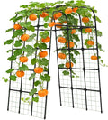 Garden Trellis Arch 7FT PP-Coated Stainless Steel Metal Extra Tall Cucumber Trellis Arch Garden Arch Trellis for Climbing Plants Outdoor Vegetable Trellis with Trellis Netting