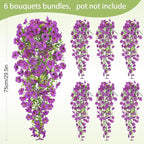 Artificial Flowers for Outdoors Faux Plants for Spring Summer Decoration,6 Bundles UV Resistant Realistic Silk Hanging Flowers Indoor Garden Porch Patio Balcony Yard Farmhouse（Purple）