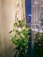 2 Packs Fake Hanging Plant with lights Artificial Plants with Pots for Home Decor Macrame Plant Hanger with Faux Vines Greenery for Bedroom Bathroom Room Ceiling Wall Boho Decor Indoor Outdoor